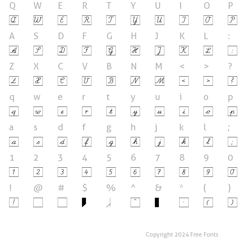 Character Map of SP LA Quadrat DB Normal