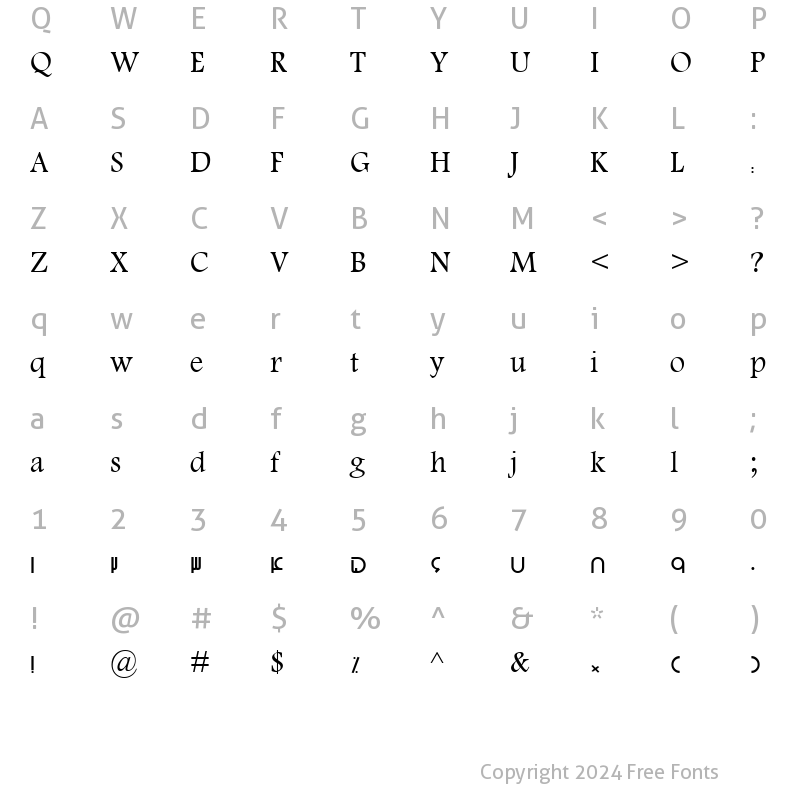 Character Map of Sp_Arshia Normal