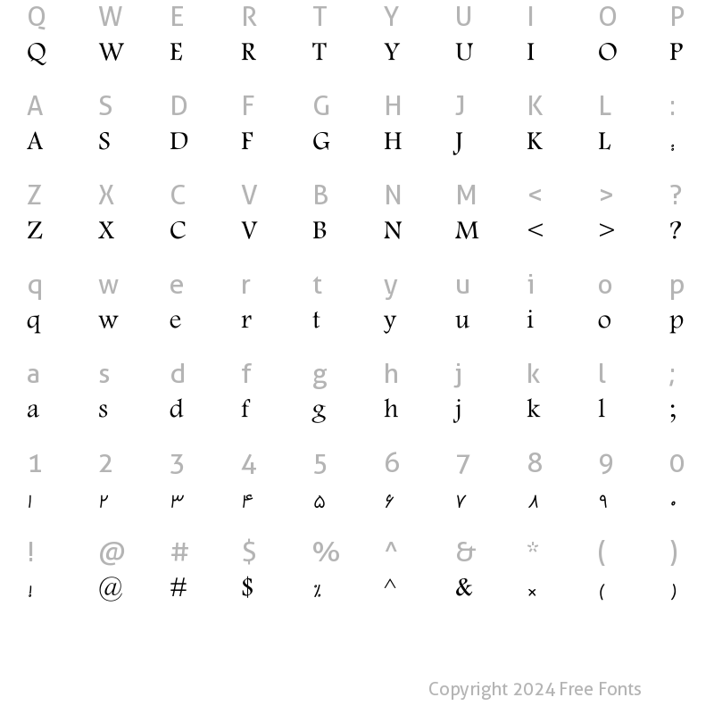 Character Map of Sp_Kamran Bold