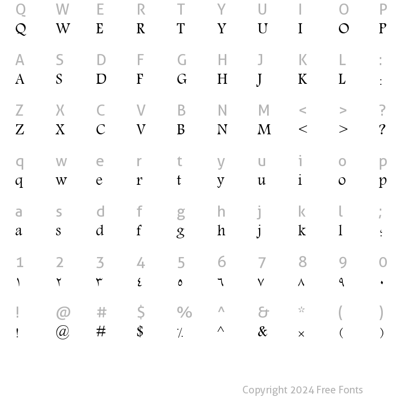 Character Map of Sp_Lotus Normal