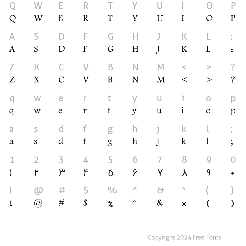 Character Map of Sp_Morvarid Normal