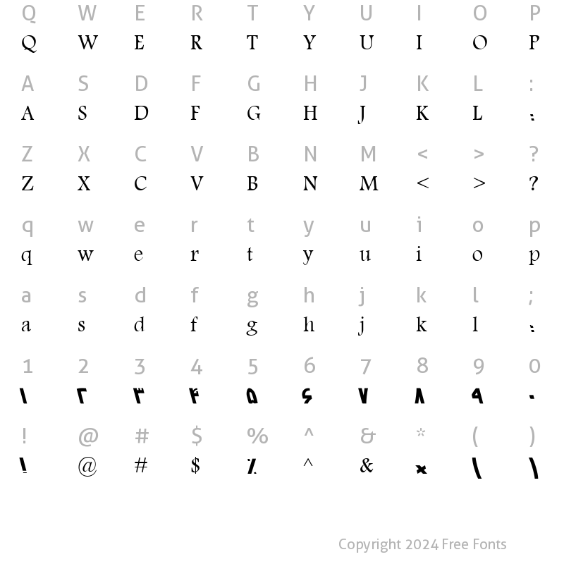 Character Map of Sp_Nasim Bold