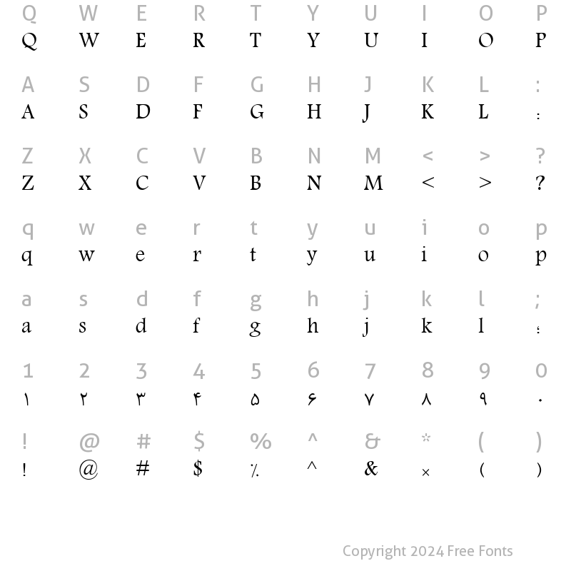 Character Map of Sp_Roya Normal