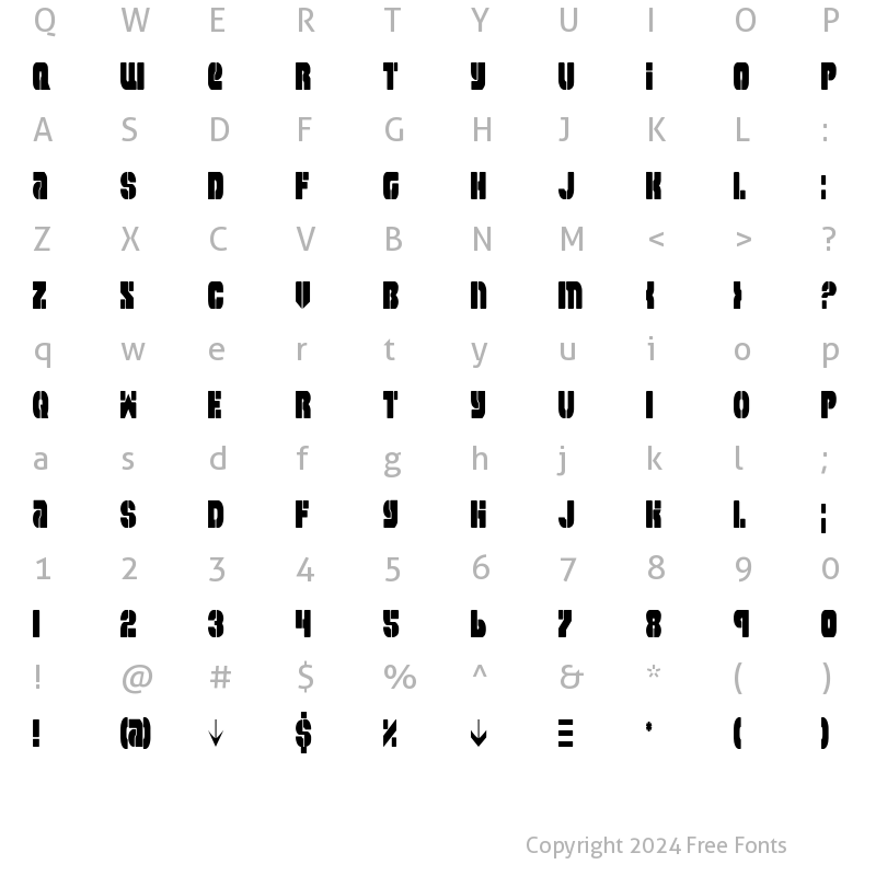 Character Map of Space Cruiser Condensed Condensed