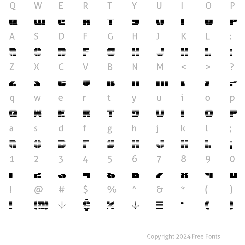 Character Map of Space Cruiser Gradient Gradient