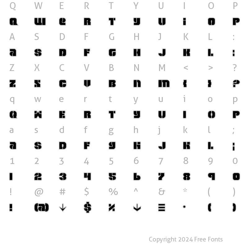 Character Map of Space Cruiser Pro Pro