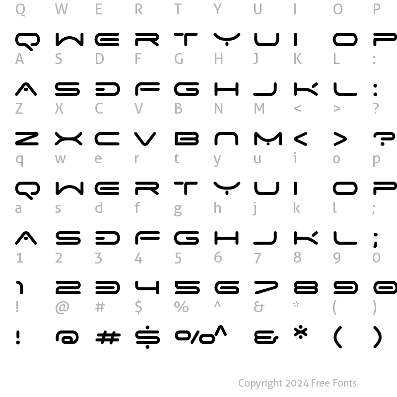 Character Map of Space Speed Font Regular