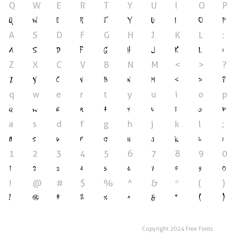 Character Map of Space Toaster Roman