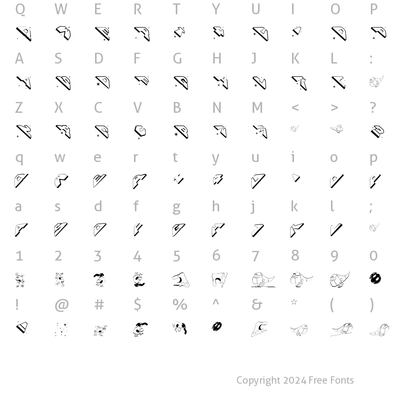 Character Map of SpaceAttacks Regular