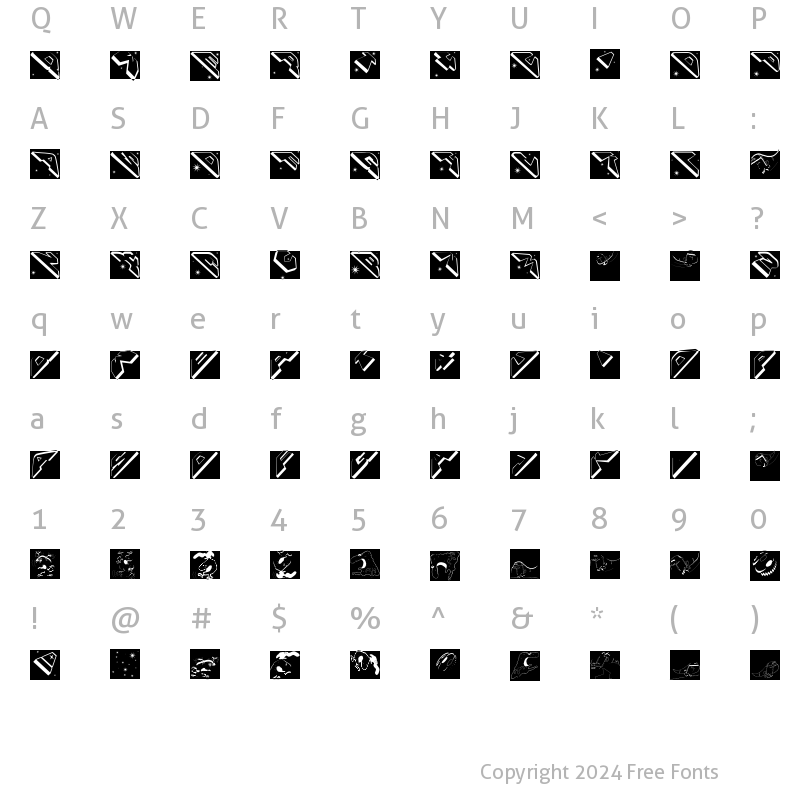 Character Map of SpaceAttackTwo Regular