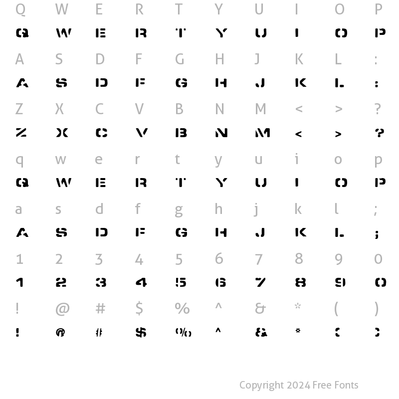 Character Map of Spacedock Stencil Regular