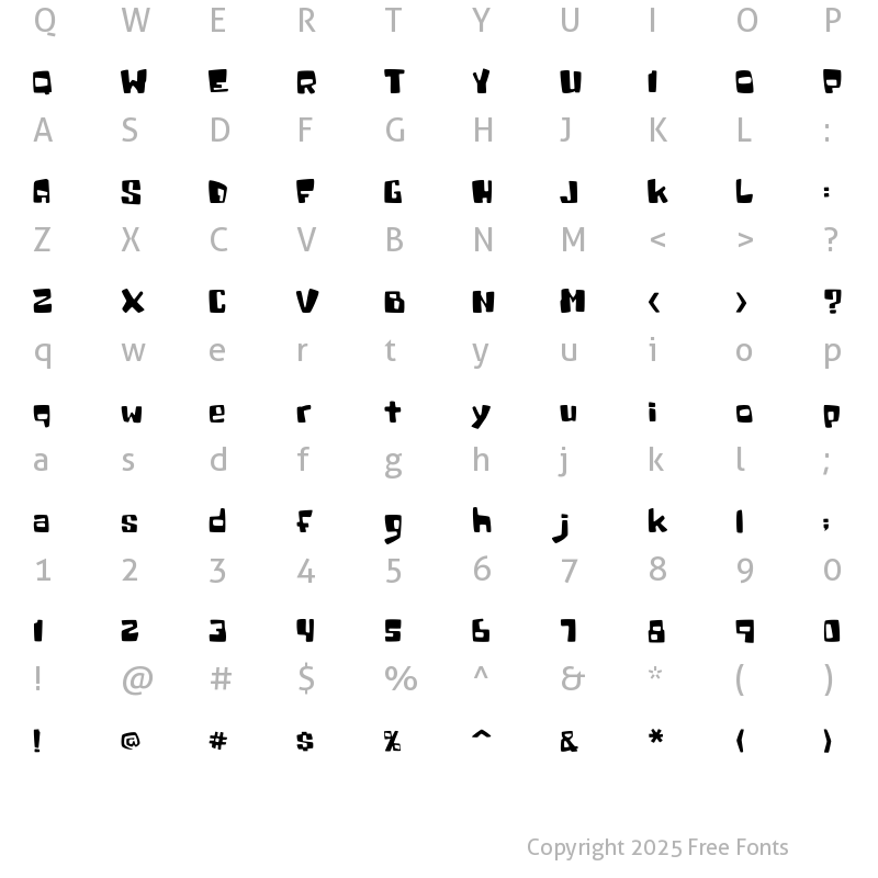 Character Map of SpaceKrafty Regular