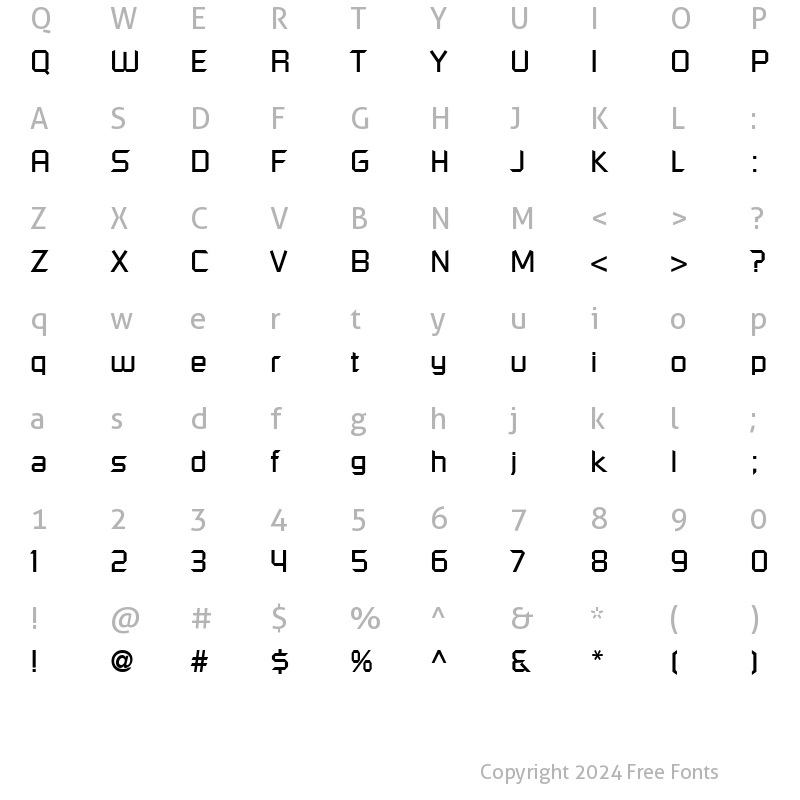 Character Map of SpaceOne Regular