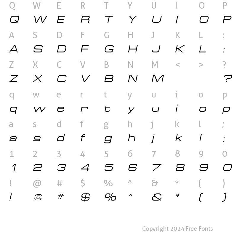 Character Map of SpaceOut Italic