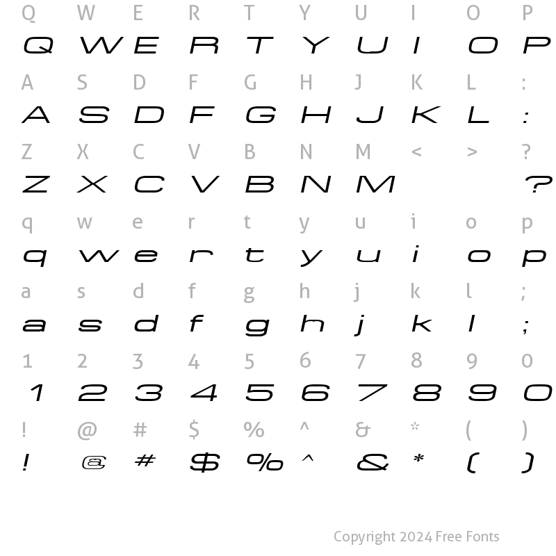 Character Map of SpaceOutExtended Italic