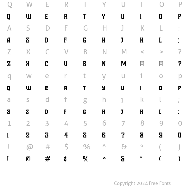 Character Map of Spacia Regular