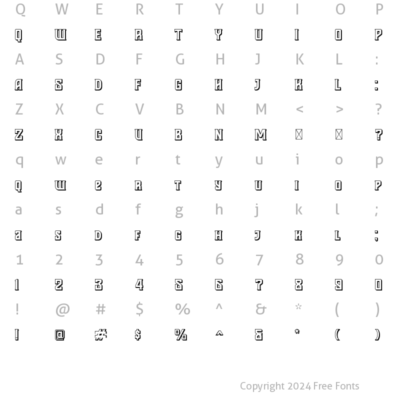 Character Map of Spacia Shadow