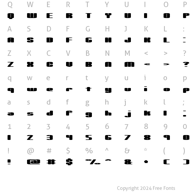 Character Map of Spacious BRK Regular