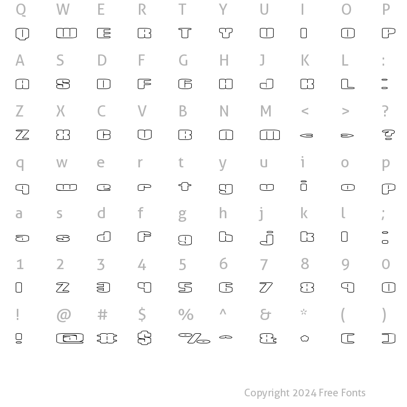 Character Map of Spacious Outline BRK Regular