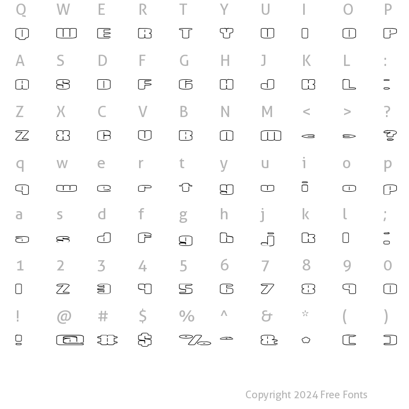 Character Map of Spacious Outline (BRK) Regular