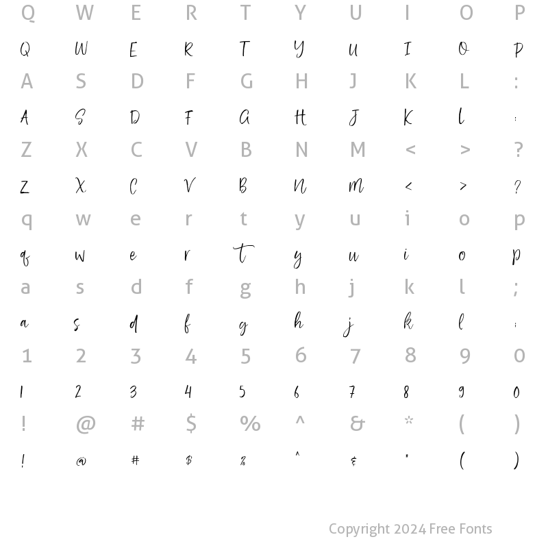 Character Map of Spadoya Alt Regular