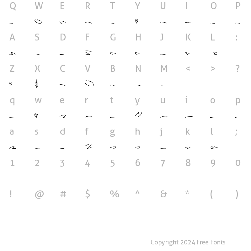 Character Map of Spadoya Swash Regular