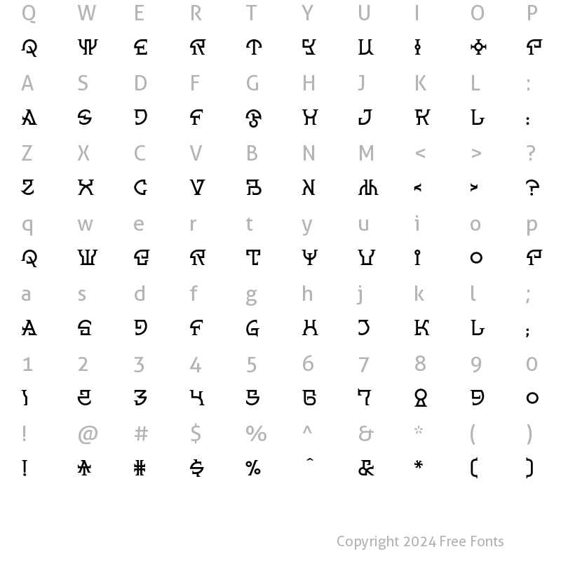 Character Map of Spanner BGauge Regular