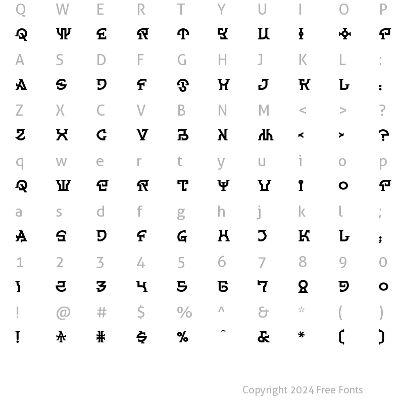 Character Map of Spanner DGauge Regular