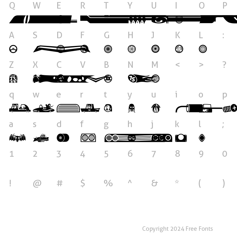 Character Map of Spare PartsToo Regular