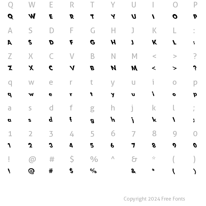 Character Map of sparrow (sRB) Regular