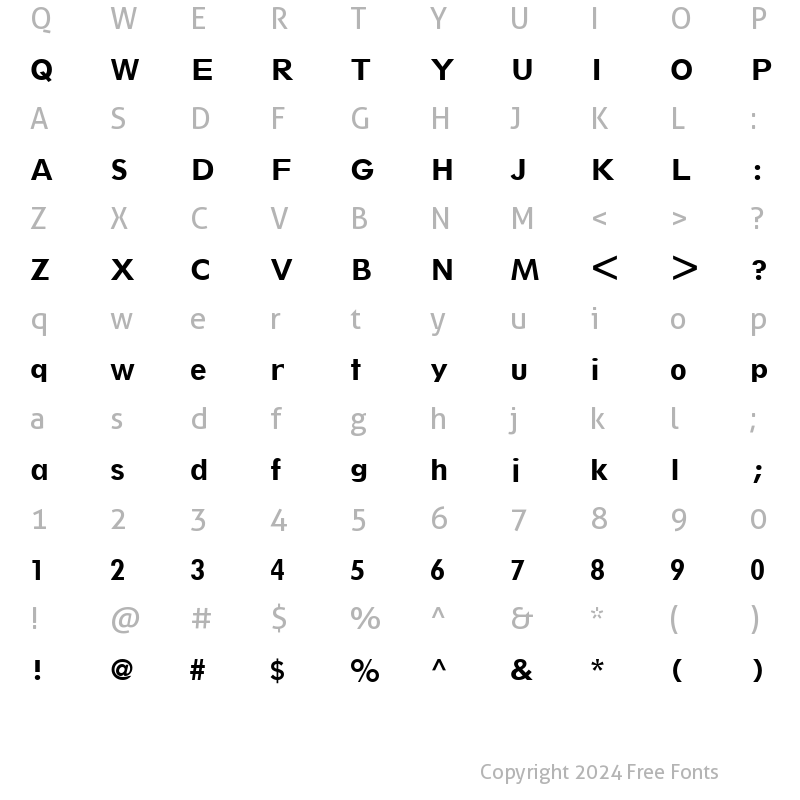 Character Map of Spartan LT BookClassified Bold