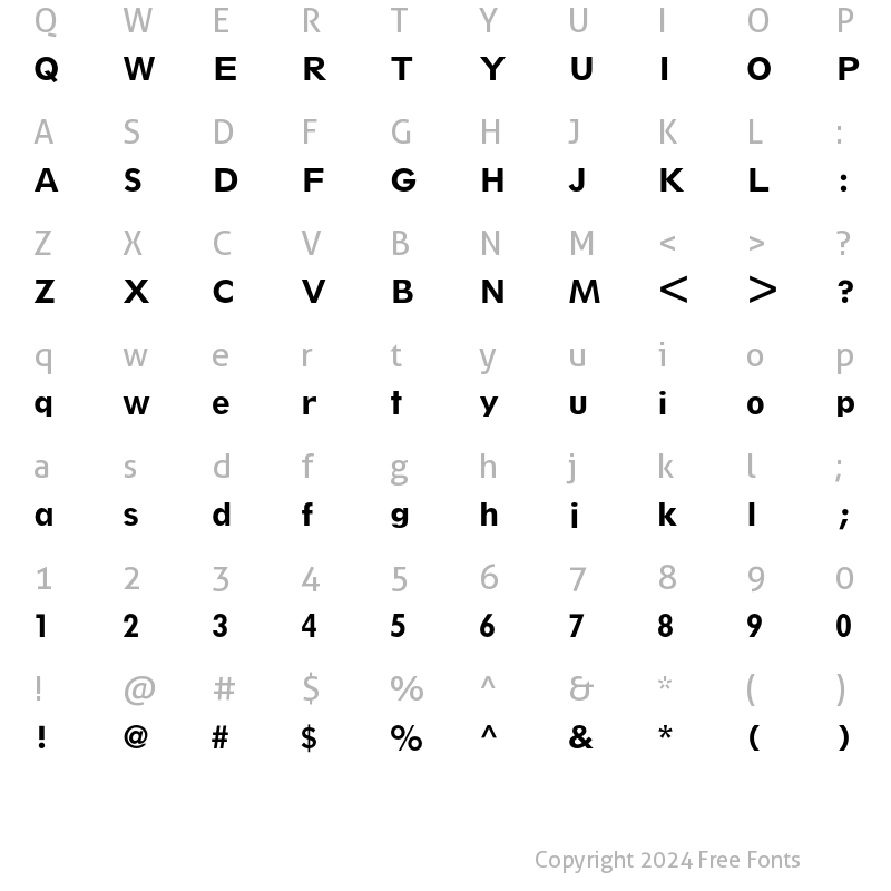 Character Map of Spartan LT Std Heavy Classified