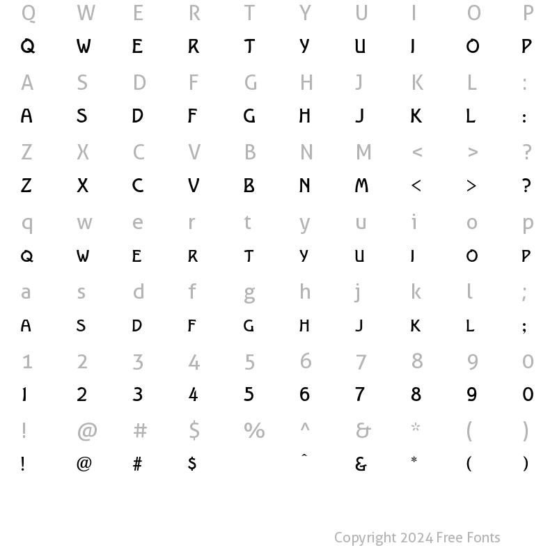 Character Map of Spartana Regular