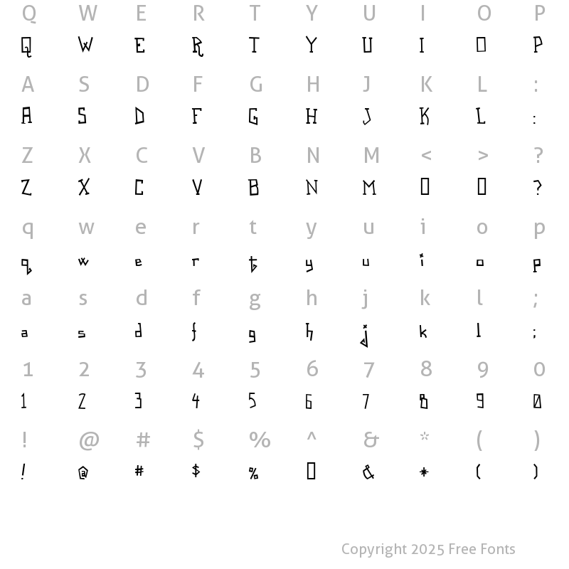 Character Map of Spastic Nerfbag Regular