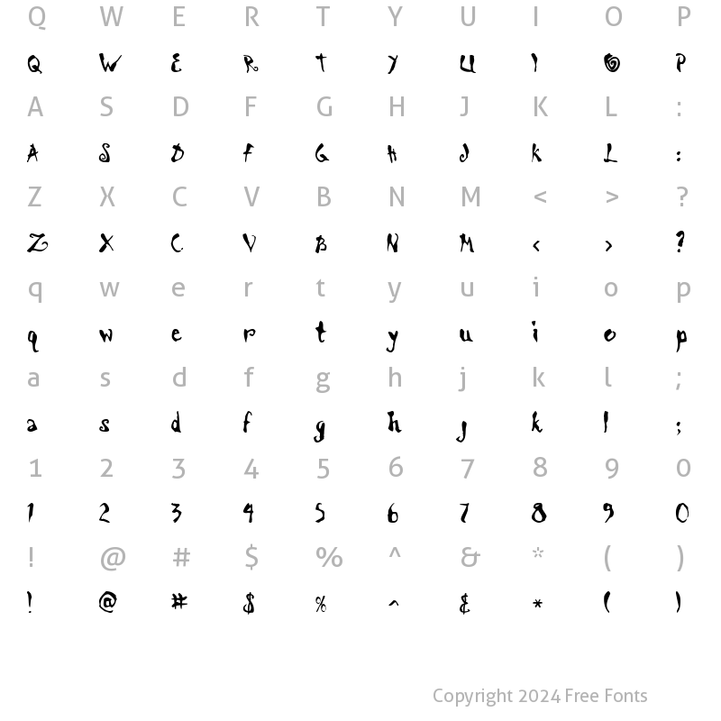 Character Map of Spazt Regular