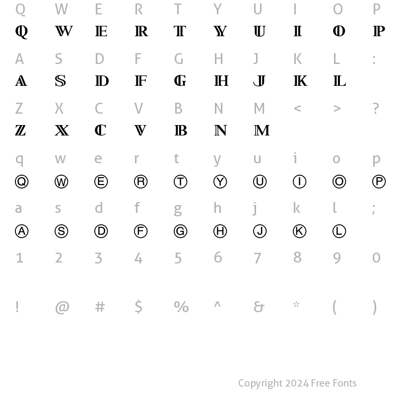 Character Map of SpecialAlphabets P07 Regular