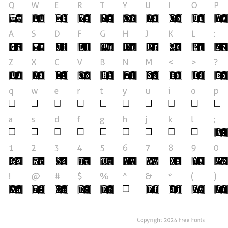 Character Map of SpecimenBook.fog fog