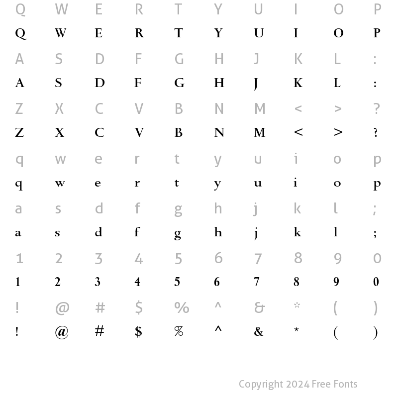 Character Map of Spectrum MT Semi Bold