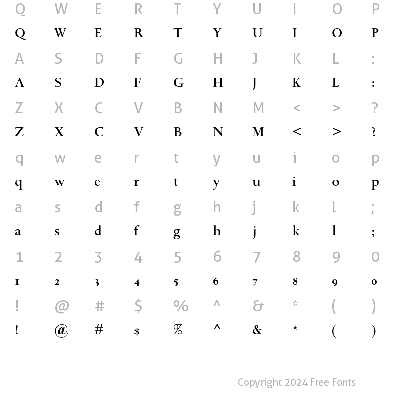 Character Map of Spectrum MT Semi Oldstyle Figur Bold