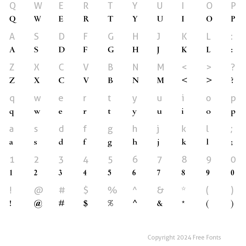 Character Map of Spectrum MT Std Semibold