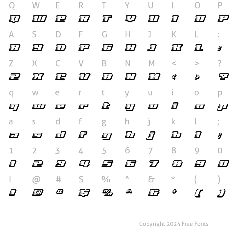 Character Map of Speed Solid