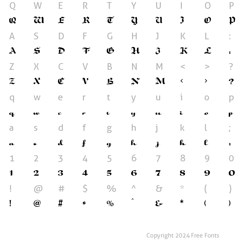 Character Map of Speedscript Normal