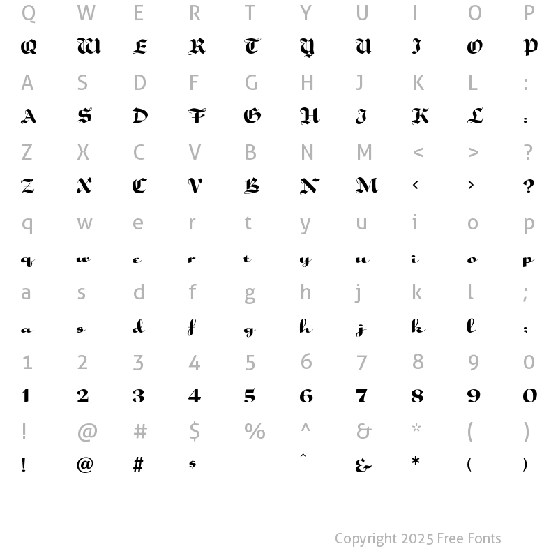 Character Map of Speedscript Regular