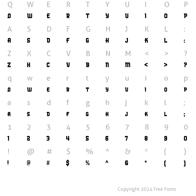 Character Map of Speedway BV Regular