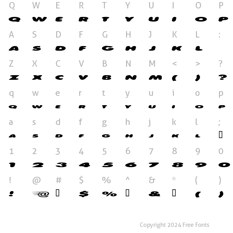 Character Map of speedway Regular