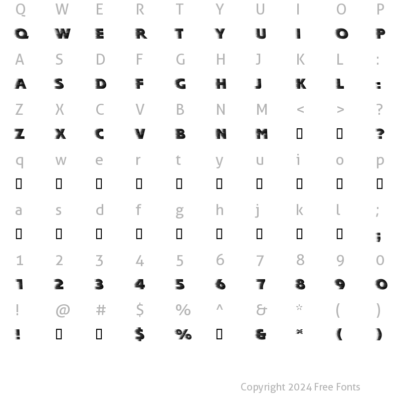 Character Map of Speedy Vertical