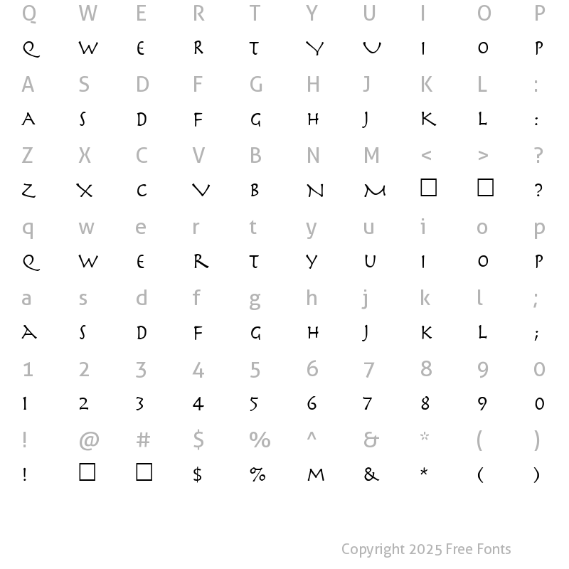 Character Map of Sphinx Regular