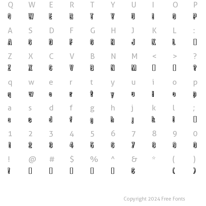 Character Map of Spiderman Regular