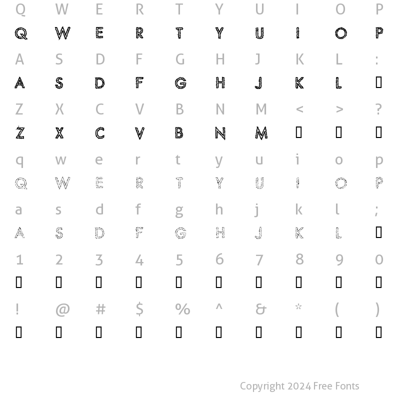 Character Map of Spike Crumb Swizzle Regular