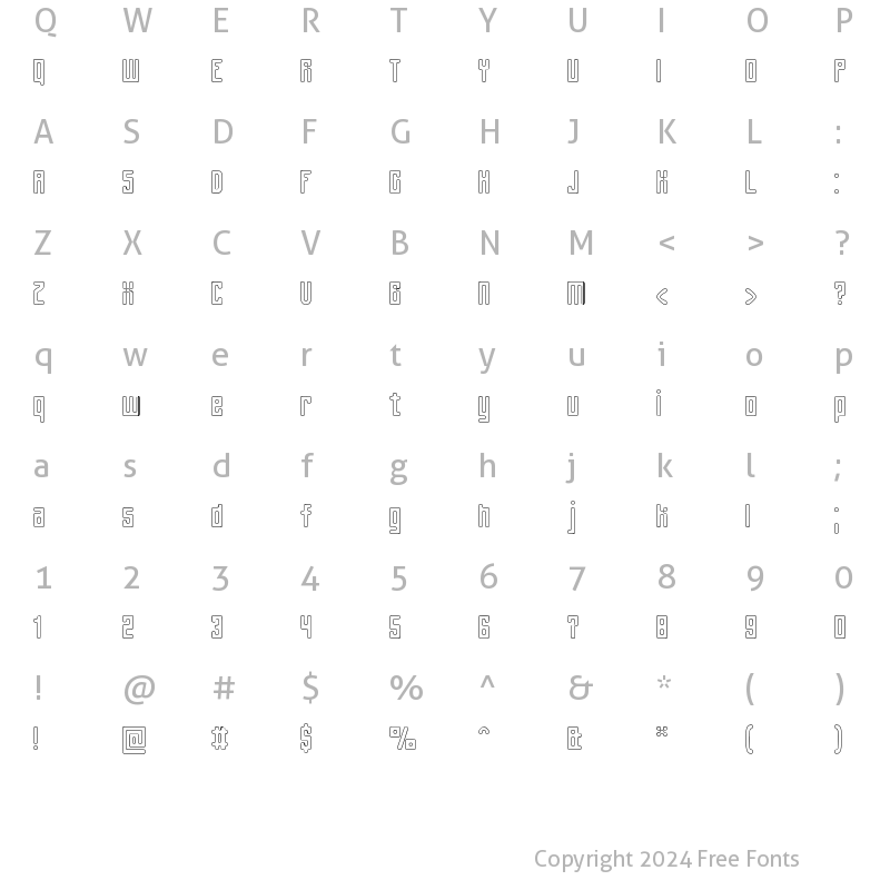 Character Map of Spinach Outline Regular